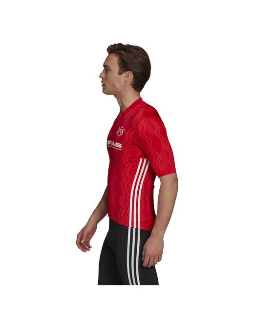Adidas Red Cycle Jers Short Sleeve Performance Gym Top for men