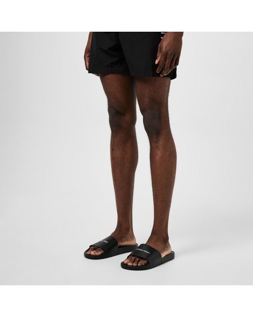 Calvin Klein Black Pool Logo Sliders for men