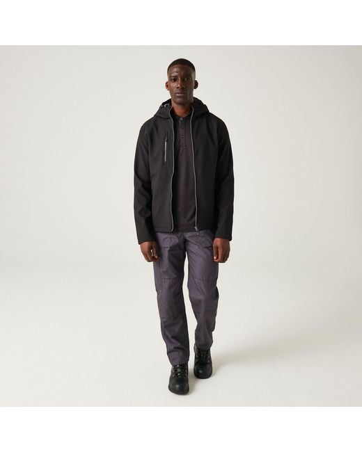 Regatta Black Navigate 2 Layer Hooded Softshell Jacket for men