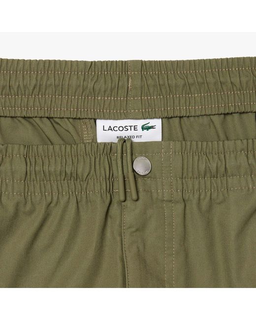 Lacoste Green Relaxed Fit Poplin Shorts for men