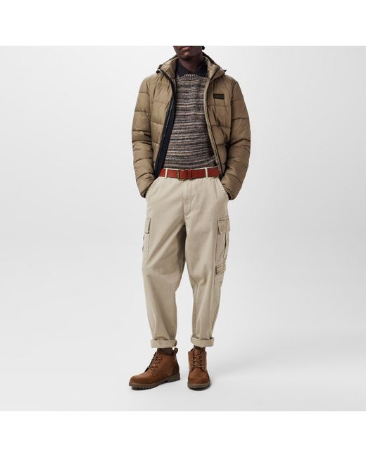Barbour Natural Bobber Quilted Fixed Hood Short Puffer Jacket for men