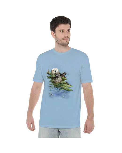 Other Blue Wildlife Kelp Cradle Otters T Shirt Light for men