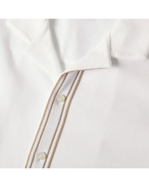 Boss White Pasini Short Sleeve Collared Shirt With Contrast Trim for men