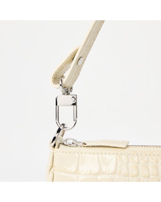 By Far Natural Embossed Leather Shoulder Bag