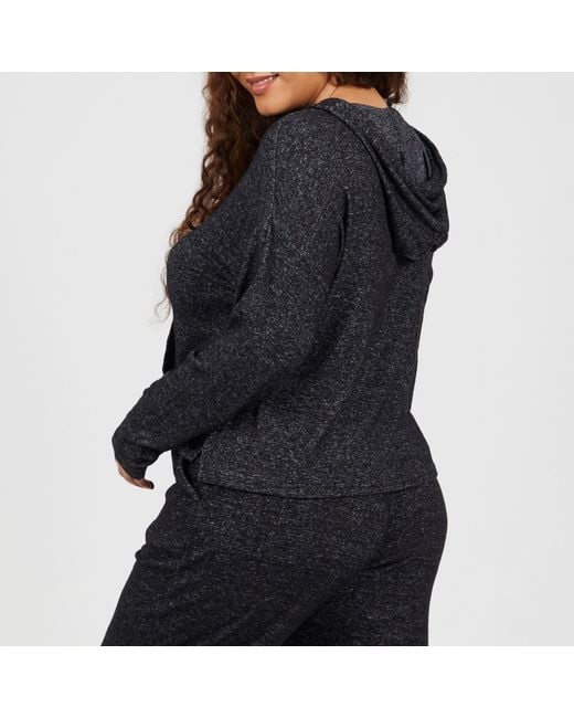 Brave Soul Black Plus Size Soft Touch Hooded Top