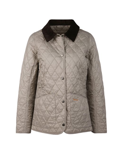 Barbour Gray Annandale Diamond Quilted Long Sleeve Hip Length Jacket