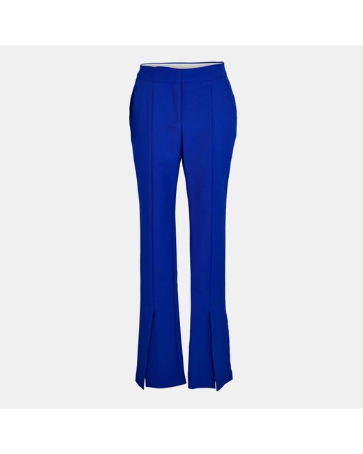 Off-White c/o Virgil Abloh Blue High Waisted Slim Fit Split Hem Trousers