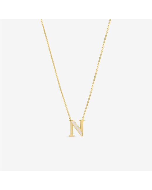 Inicio Metallic 14K Real Plated Pearl Initial Pendant