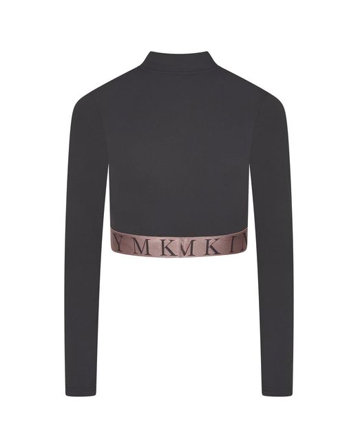 Gym King Gray Impact Quarter Zip Funnel Neck Crop Top