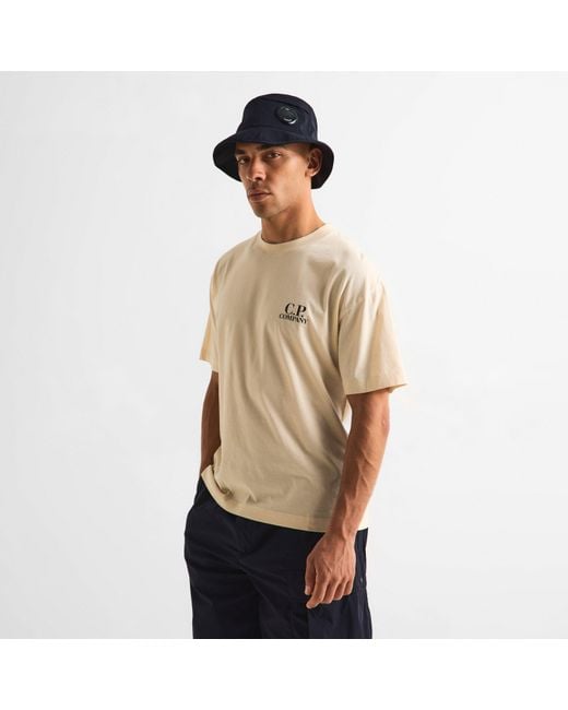 C P Company Natural Double Logo Tee for men