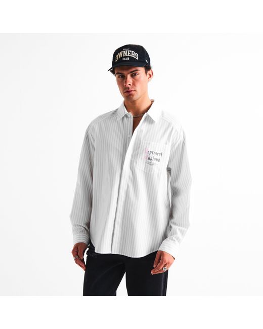 Represent White Pinstripe Long Sleeve Patterned Shirt for men