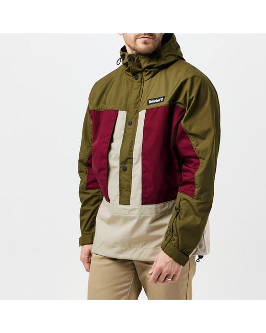 Timberland Green Dwr Anorak Dwr Treatment Hooded Long Sleeve Oversized Fit Rain Anoraks for men