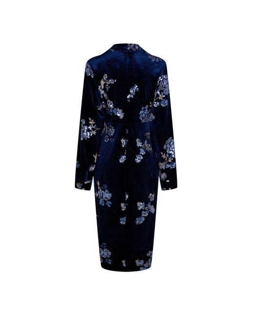 Biba Blue Embellished Velvet Dress