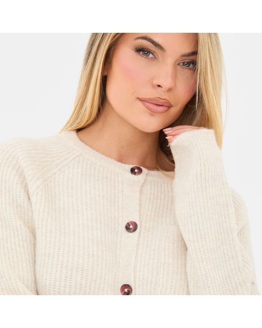 I Saw It First Natural Button Detail Cardigan