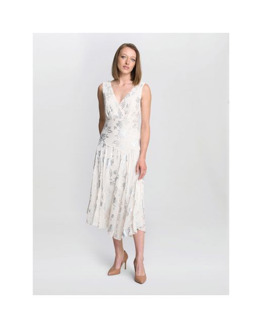Gina Bacconi White Leanne Jacquard Dress
