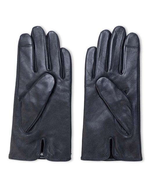 Boss Blue Gioli Leather Gloves for men