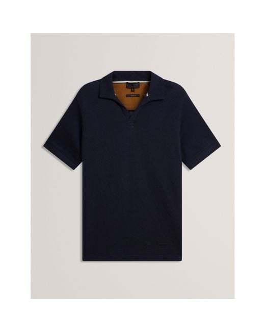 Ted Baker Blue Ted Ss Waffle Polo Sn64 for men