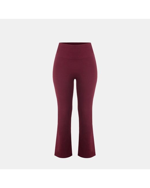 Miso Red Kick Flare High Waisted Full Length Cotton Leggings