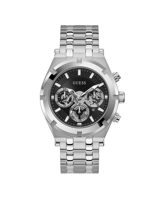 Guess Metallic Continental Stainless Steel Fashion Analogue Quartz Watch for men