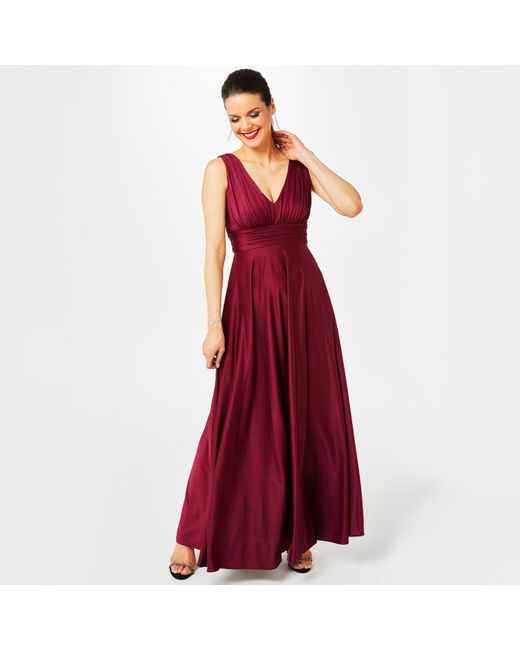 Biba Red Bridesmaid Deep V Maxi Dress
