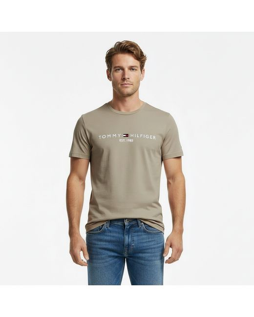 Tommy Hilfiger Gray Logo Crew Neck T Shirt for men