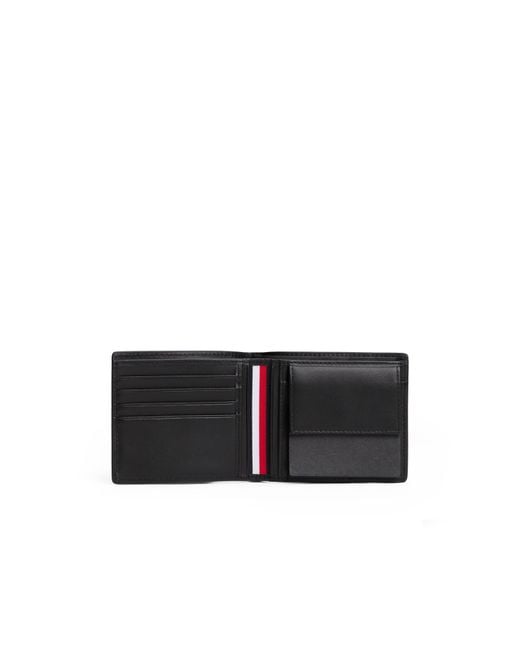 Tommy Hilfiger Black Woven Texture Coin Pocket Billfold Wallet for men