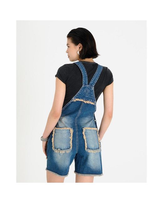 The Ragged Priest Blue Chroma Dungaree Shorts Dungarees