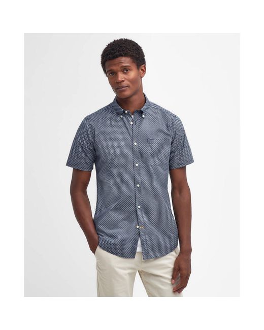 Barbour Blue Shell Tailored Short Sleeve Shirt for men