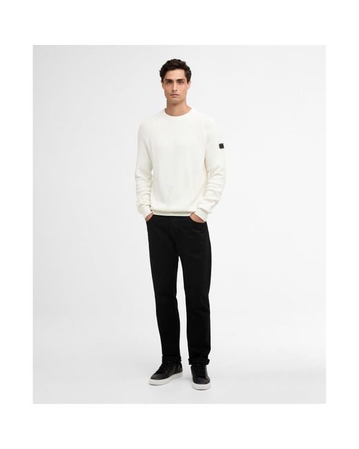 Barbour White Monmouth Crew Neck Jumper for men