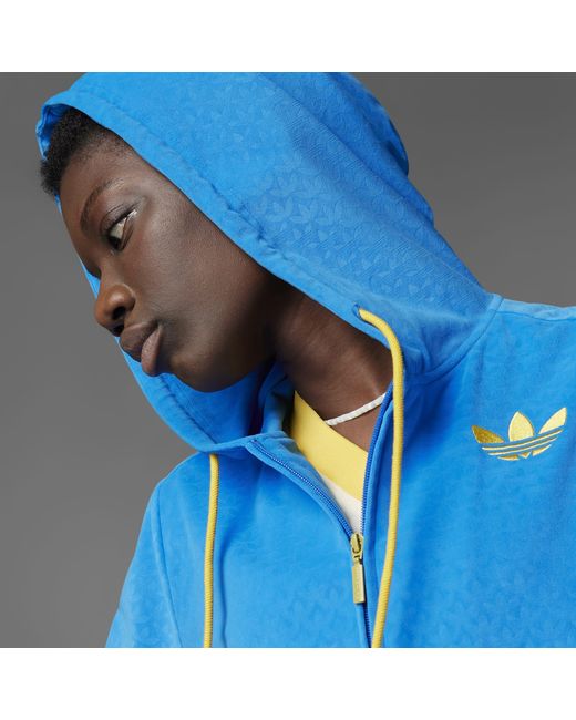 Adidas Originals Blue Adidas Adicolour 70S Velour Zip Hoodie