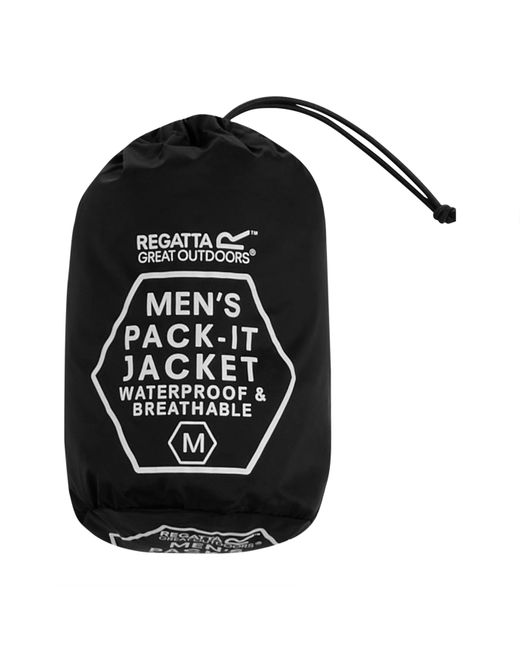 Regatta Black Pack It Waterproof Isotex 5000Mm Waterproof Jacket for men