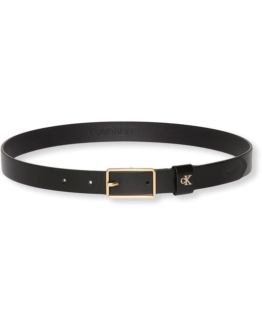 Calvin Klein Black Square Buckle Faux Leather Belt