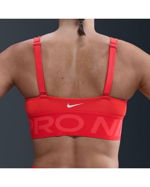 Nike Red Pro Indy Plunge Medium-Support Padded Sports Bra