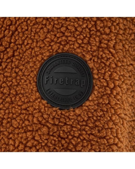 Firetrap Brown Reversible Sherpa Fleece Hooded Full Zip Long Sleeve Teddy Coat