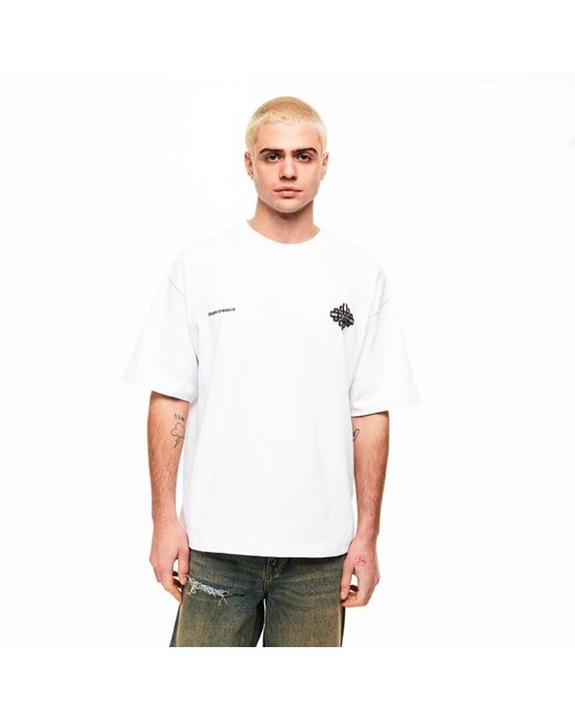 The Couture Club White Blurred Oversized Fit Oversized T-Shirt for men
