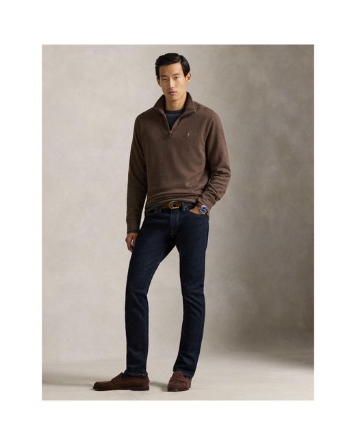Polo Ralph Lauren Brown Estate Fleece Quarter Zip Sweater for men