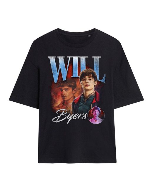 Stranger Things Black Will Homage Oversized T-Shirt Bla