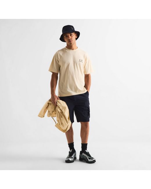 C P Company Natural Double Logo Tee for men