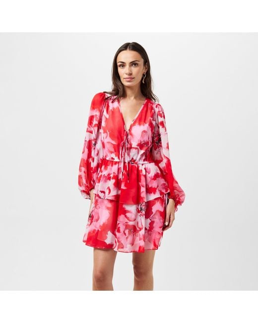 Ted Baker Red Leyna Tie-Fastened Mini Dress