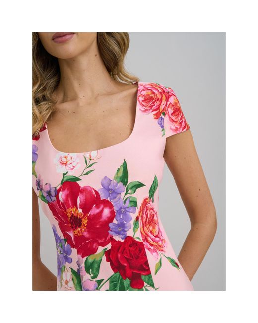 Gina Bacconi Red Rayna Floral Sheath Dress
