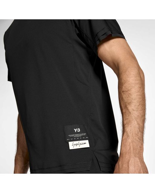 Y-3 Black Short Sleeve Performance Running Top for men