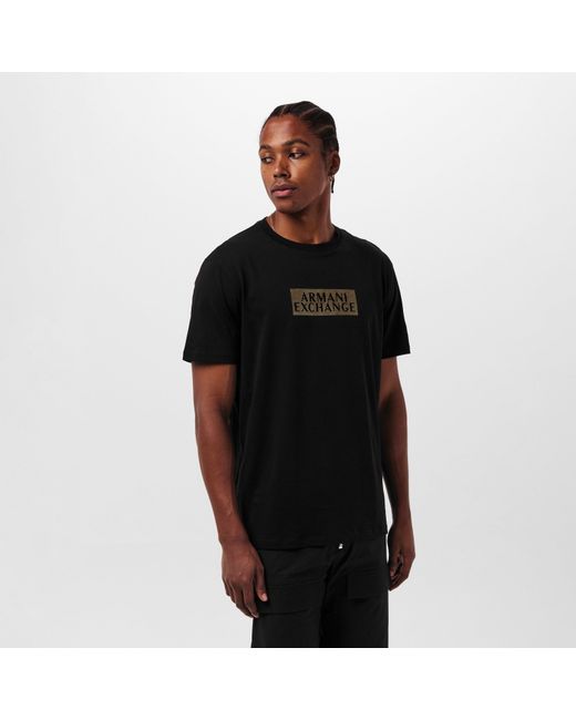 ARMANI EXCHANGE Black Regular Fit T-Shirt for men