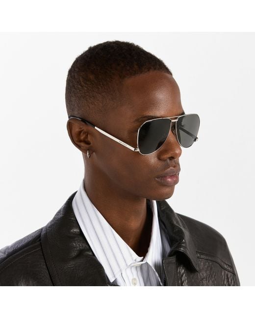 Saint Laurent Gray Sl 690 Dust Aviator Sunglasses for men