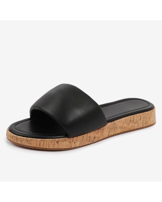 Where's That From Brown Pu Julia Flatform Sliders Sandal Ladies