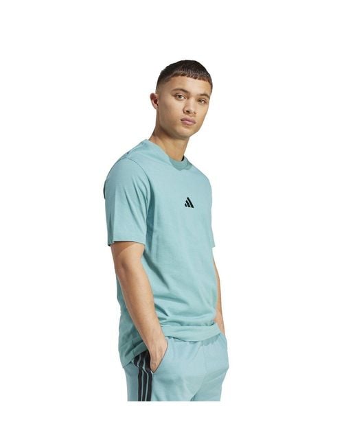 Adidas Blue Essentials Single Jersey Logo T-Shirt for men