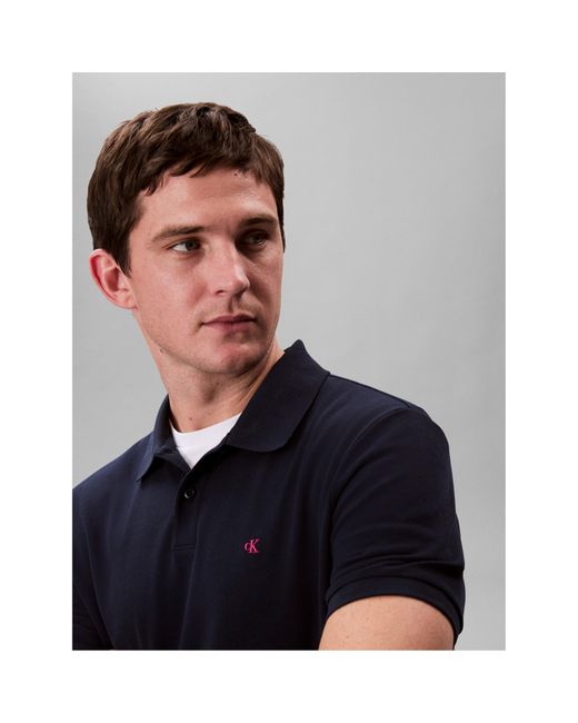 Calvin Klein Blue Ckj Pique Short-Sleeve Polo Shirt for men