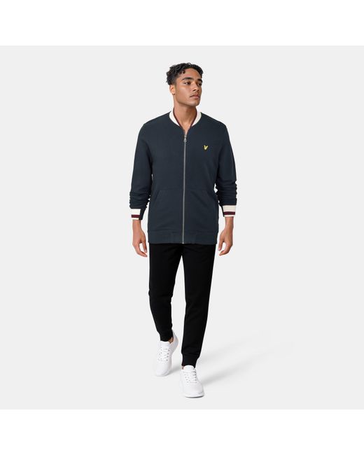 Lyle & Scott Blue Jersey Bomber Jacket for men