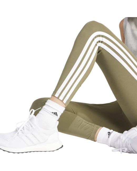Adidas Green Essentials 3 Stripe Leggings