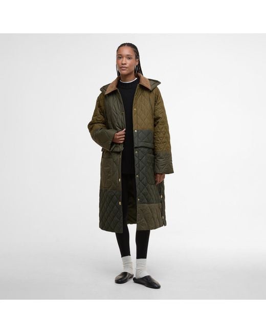 Barbour Green Lilian Detachable Hood 2-In-1 Long Sleeve Quilted Jacket