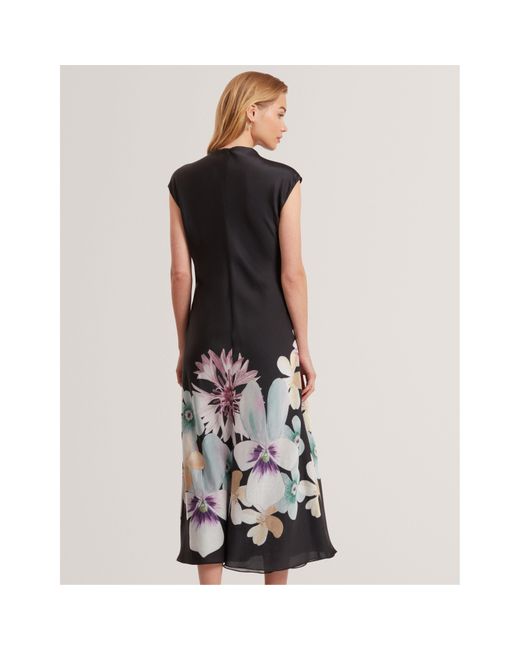 Ted Baker Black Drape Midi Slinky Dress